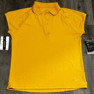New Women’s Small Nike Golden Yellow Dri Fit Golf Polo Shirt
